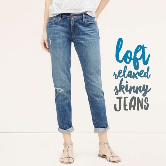 Loft Distressed Relaxed Skinny Jeans 